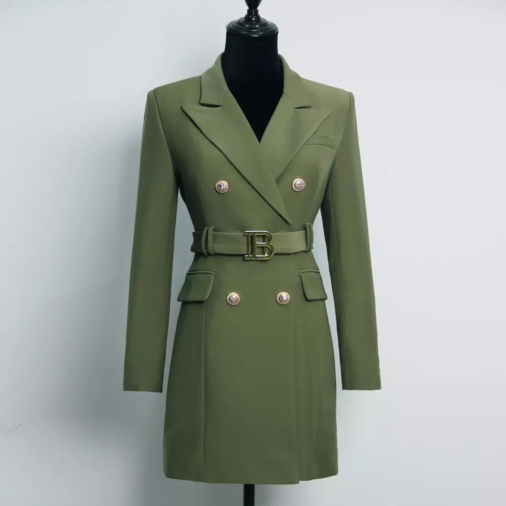 WW | Doppelreiher Blazer Kleid - Goldene Knopfakzente - Maßgeschneiderte Eleganz - Vielseitiger Stil