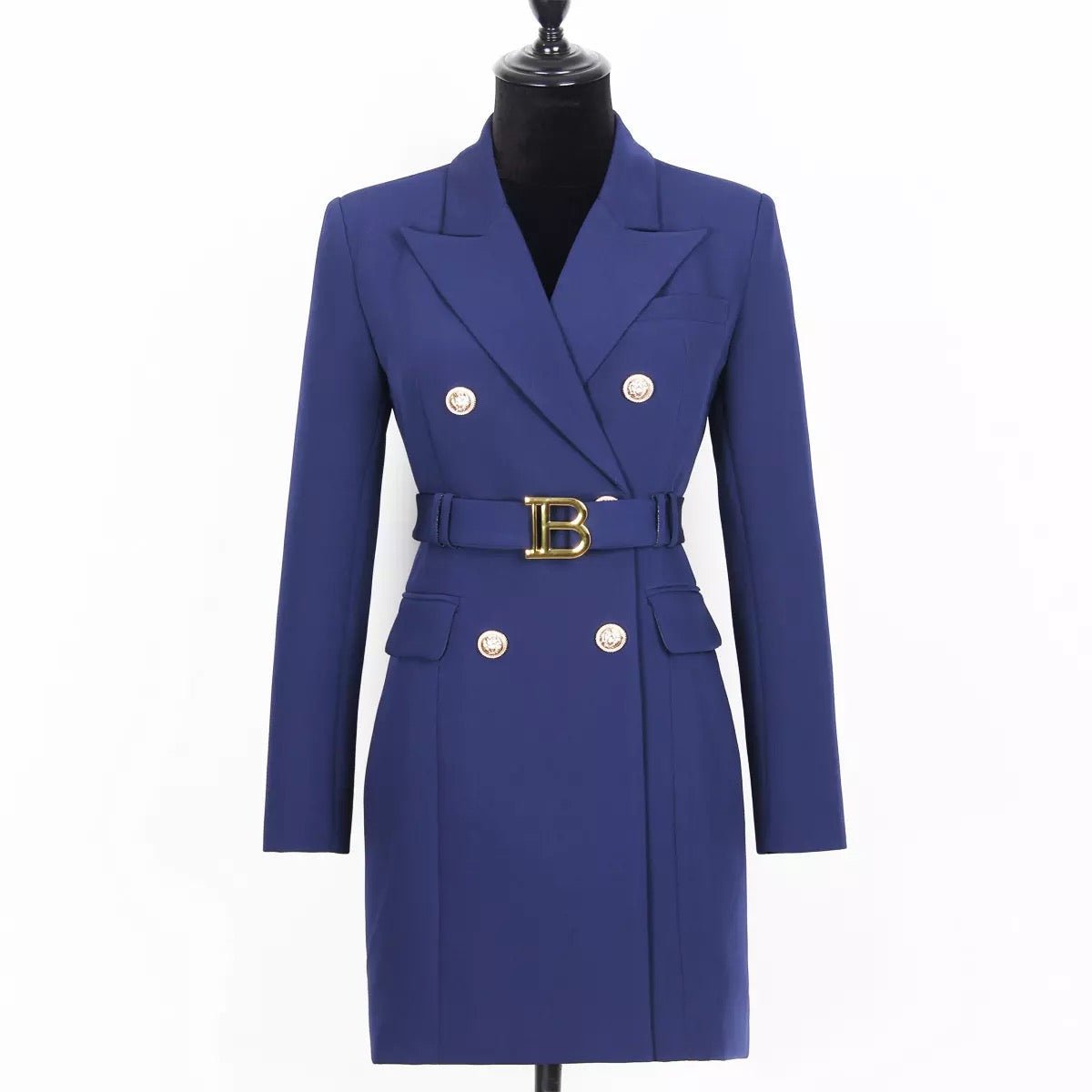 WW | Doppelreiher Blazer Kleid - Goldene Knopfakzente - Maßgeschneiderte Eleganz - Vielseitiger Stil