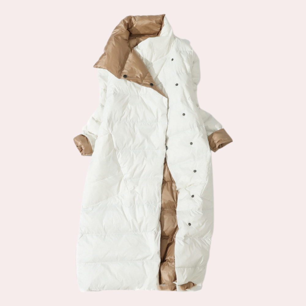 WW | Damen Lange Winterjacke Aus Daunen mit Hohem Kragen