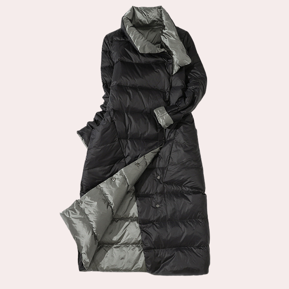 WW | Damen Lange Winterjacke Aus Daunen mit Hohem Kragen