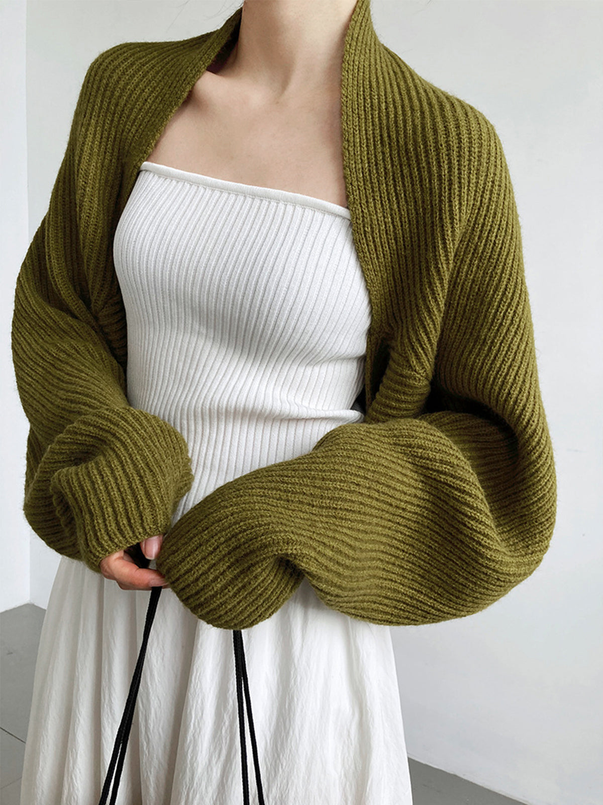 WW | Damen Strick Offene Cardigan mit Langen Ärmeln