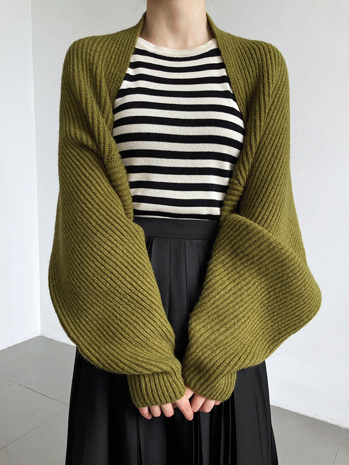 WW | Damen Strick Offene Cardigan mit Langen Ärmeln