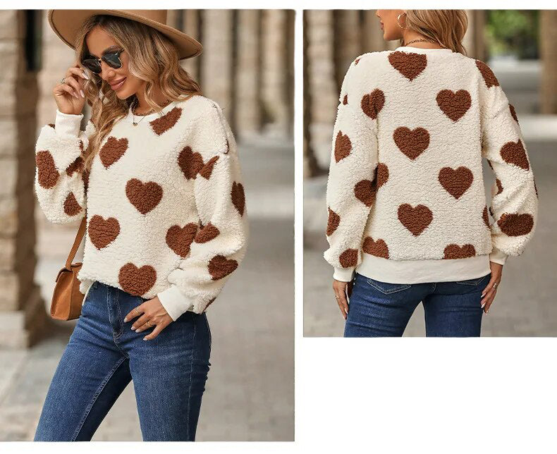 WW | Casual Women's Winter Sweater with Hearts