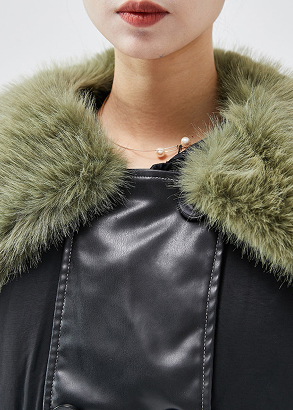 WW | Black Fur Collar Patchwork Fine Cotton-Filled Women's Winter Coats