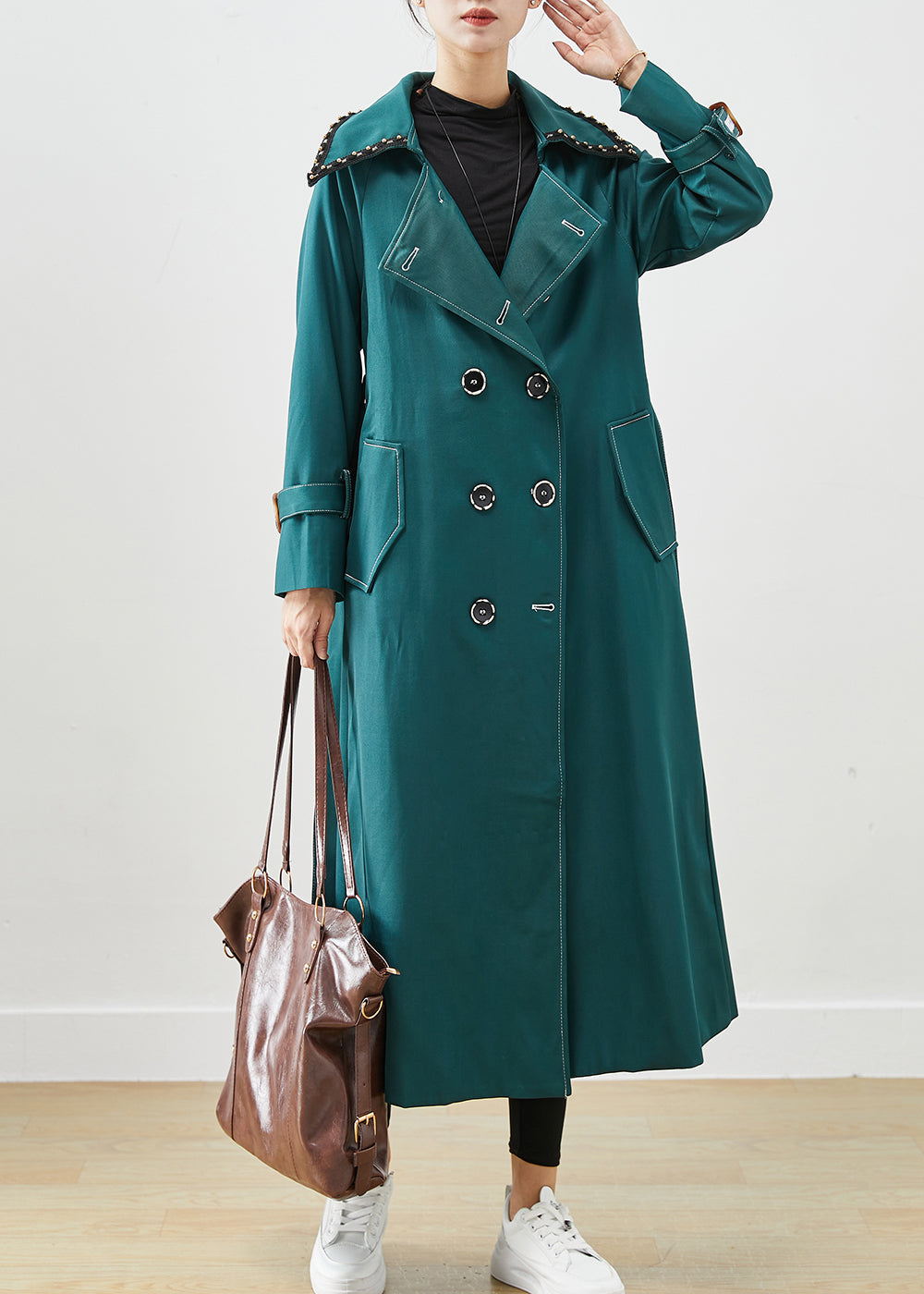 WW | Blackish Green Double-Breasted Pocket Cotton Coats