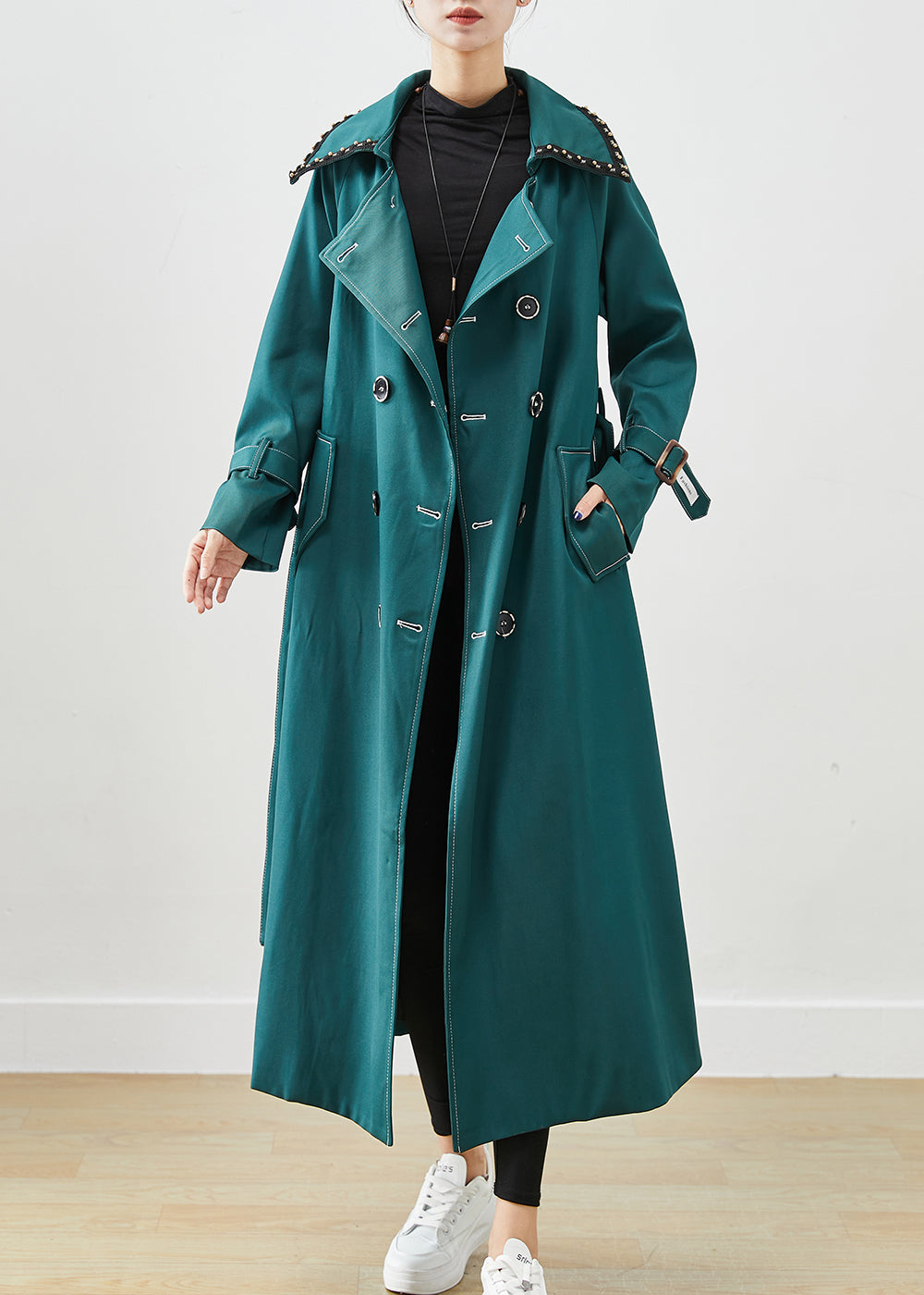 WW | Blackish Green Double-Breasted Pocket Cotton Coats