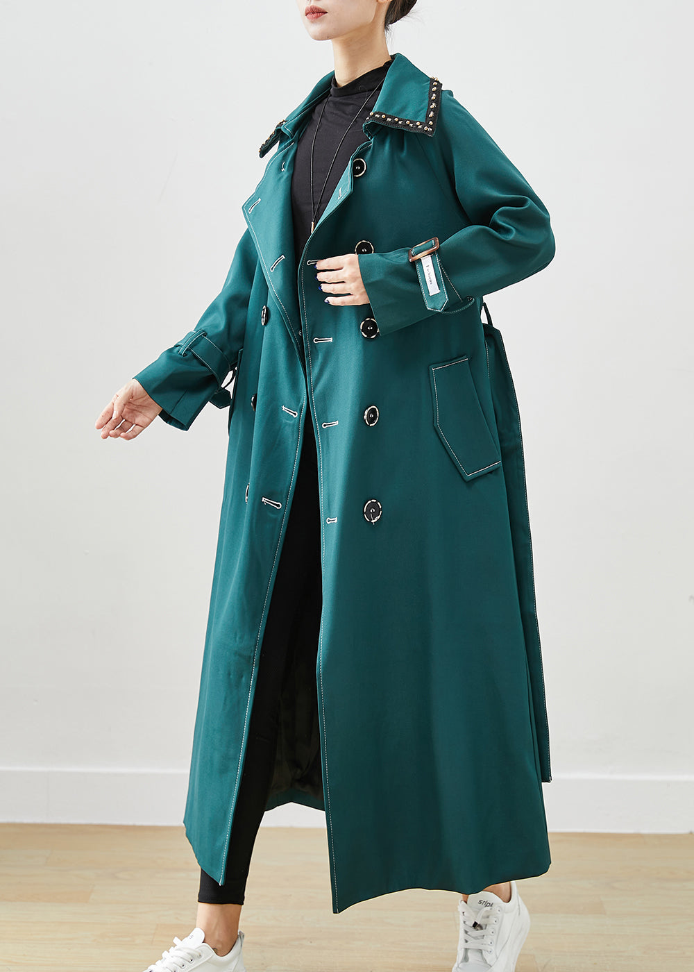 WW | Blackish Green Double-Breasted Pocket Cotton Coats