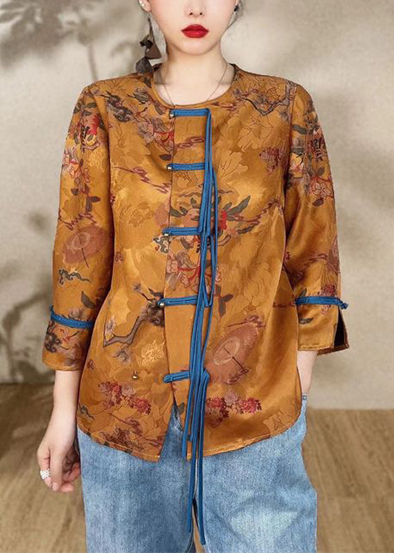 WW | Gold Print Button Silk Robe Armrest