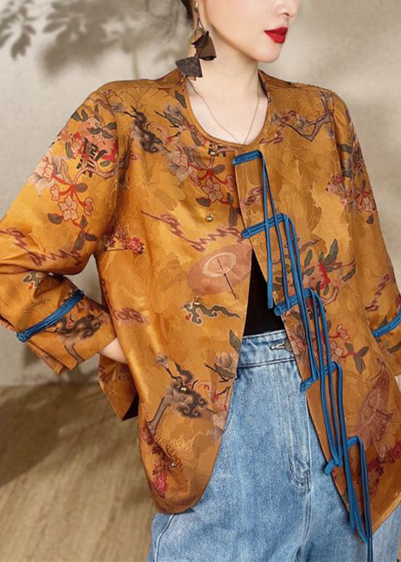 WW | Gold Print Button Silk Robe Armrest
