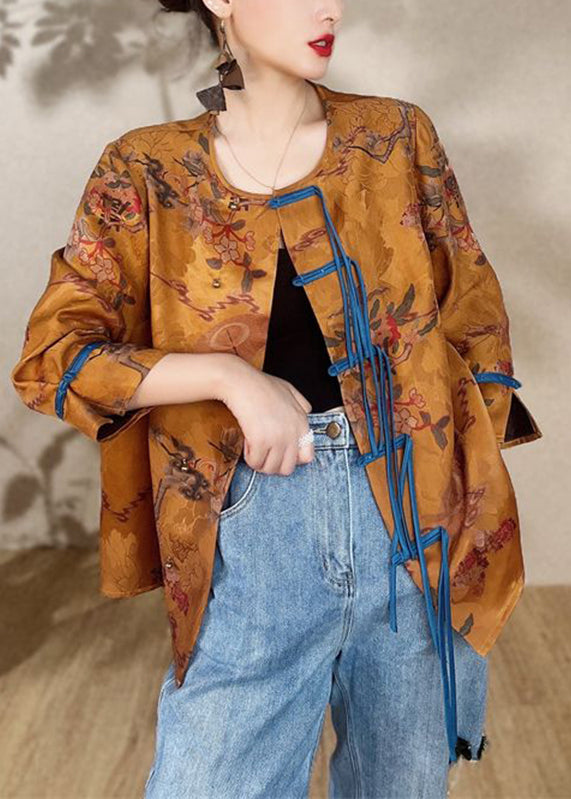 WW | Gold Print Button Silk Robe Armrest