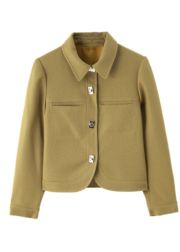 WW | Green Peter Pan Collar Slim Fit Cotton Coats