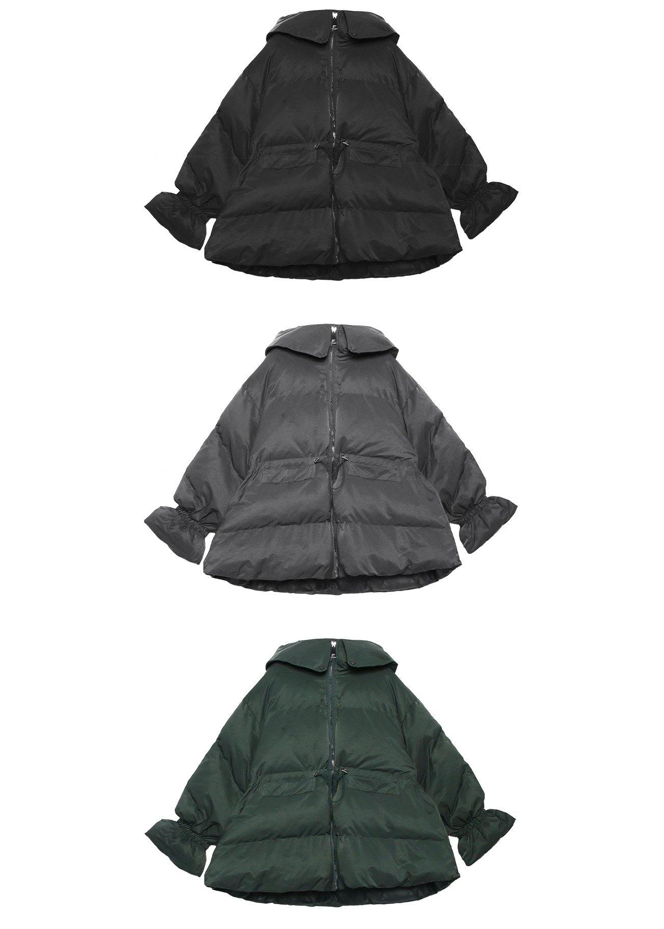 WW | Loose-fitting Winter Jacket with Drawstring Coats Black Hooded Women's Parka