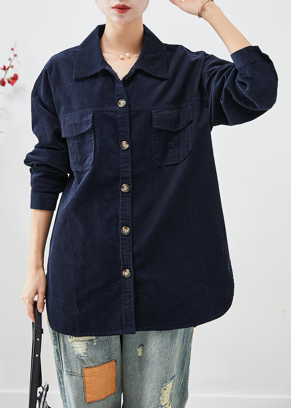 WW | Navy Oversized Taschen Cordjacken