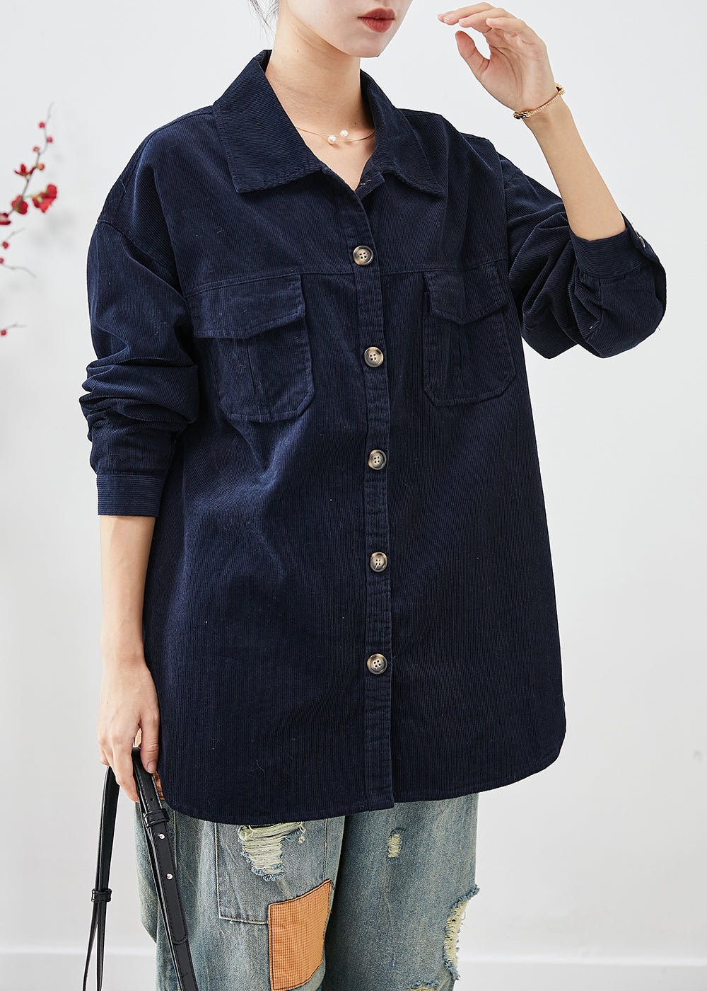 WW | Navy Oversized Taschen Cordjacken