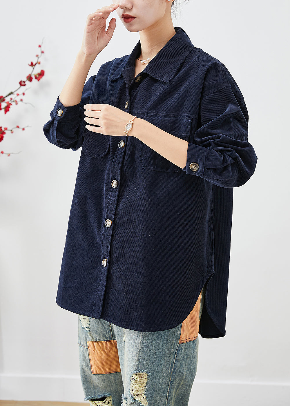 WW | Navy Oversized Taschen Cordjacken