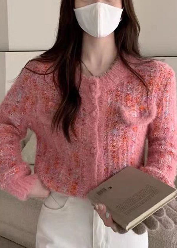 WW | Purple O-Neck Button Mink Hair Knitted Cardigans