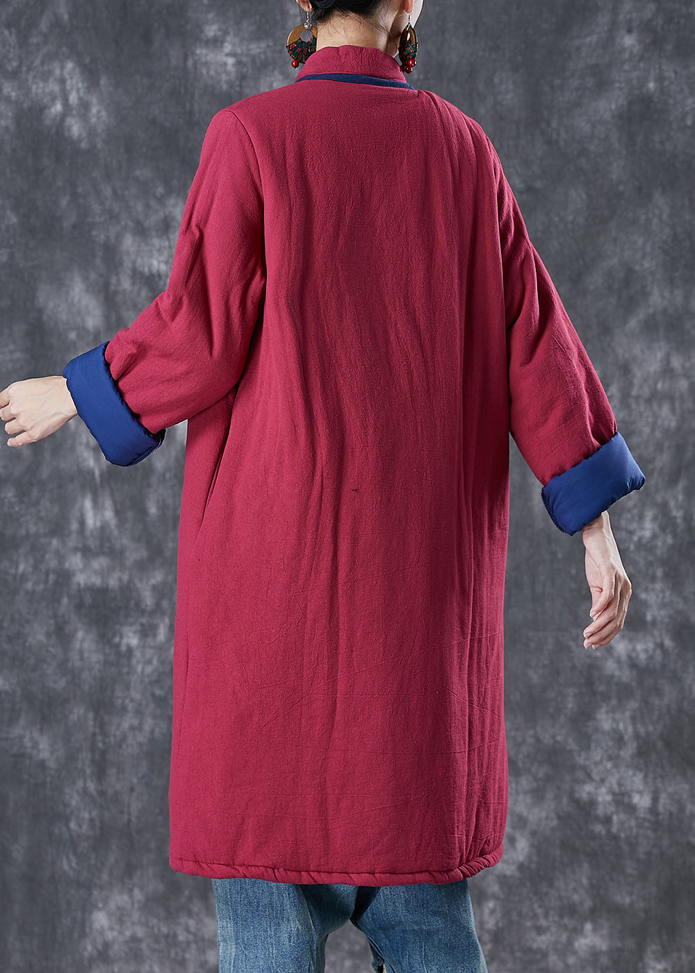 WW | Red Chinese Button Thick Fine Cotton Filled Puffer Jackets Winter
