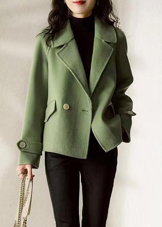 WW | Wine Red Peter Pan Collar Button Patchwork Wool Coats