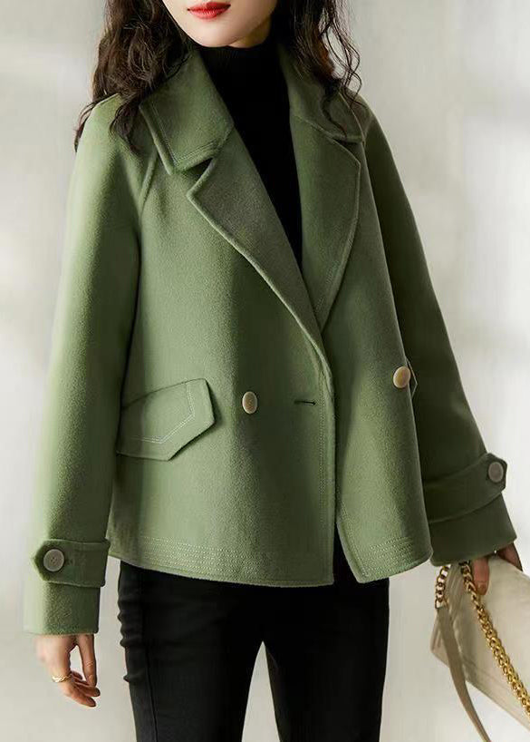 WW | Wine Red Peter Pan Collar Button Patchwork Wool Coats