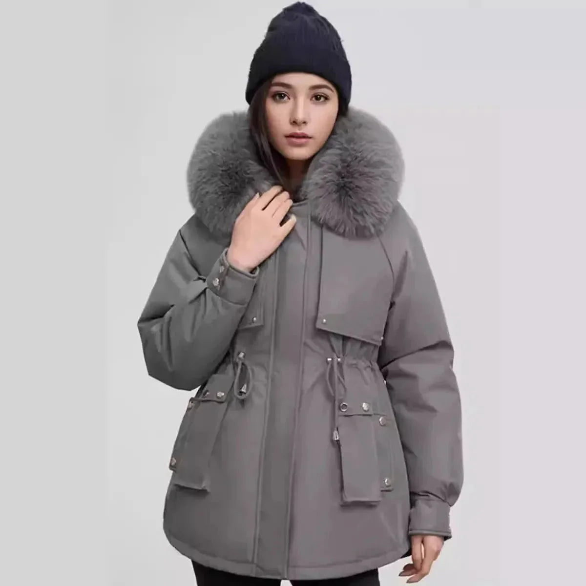 WW | Eleganter Damenfellkragenmantel Für Herbst und Winter