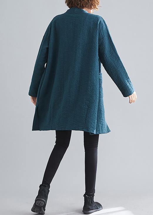WW | Black-Green Fine Casual Coats Women's Work Outfits V-Neck Button Coats