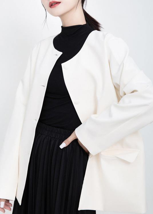 WW | Langarm-Fashion-Seglerkragen-Outfit Weiß Kniejacken
