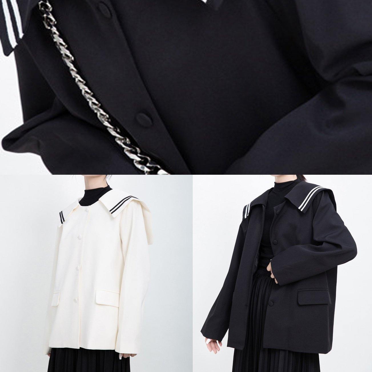 WW | Langarm-Fashion-Seglerkragen-Outfit Weiß Kniejacken