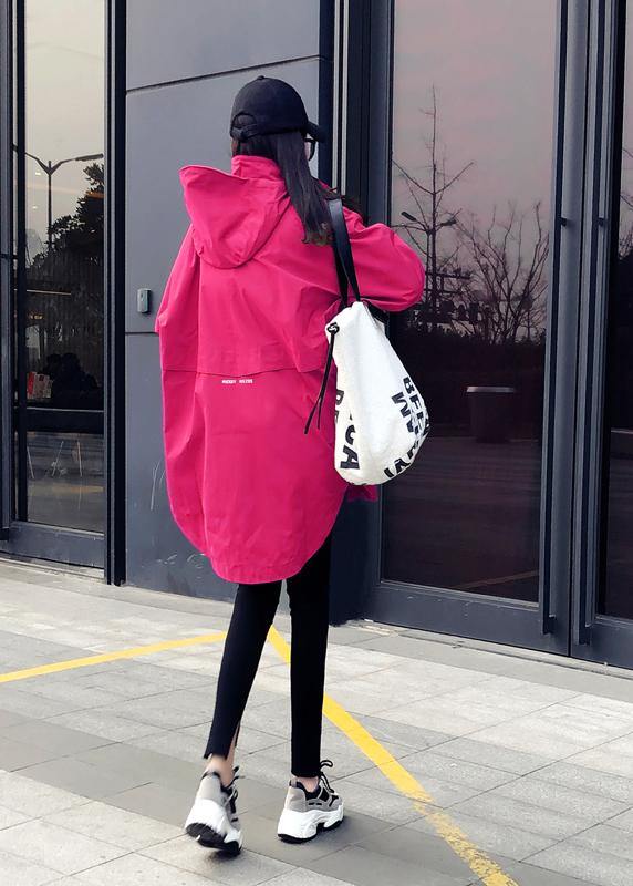 WW | Oversize Snow Jacket Overcoat Pink Hooded Zipper Down Jacket Women