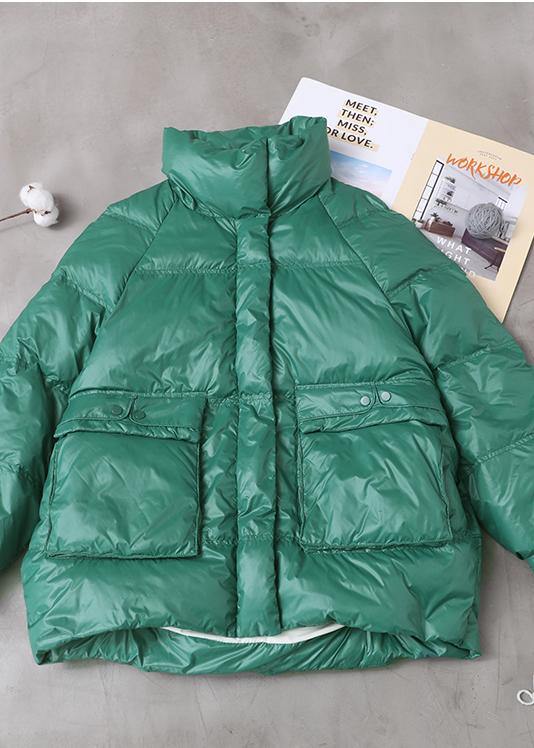 WW | Plus Size Clothing Snow Jackets Winter Overcoat Green Stand Collar Duck Feather Coat