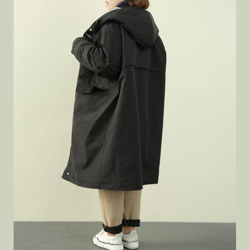 WW | Plus Size Clothing Winter Coats Black Hooded Zipper Parkas for Women