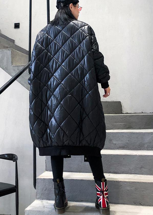 WW | Plus-Size-Jacke Wintermäntel Schwarz V-Ausschnitt Dicke Winter-Parkas