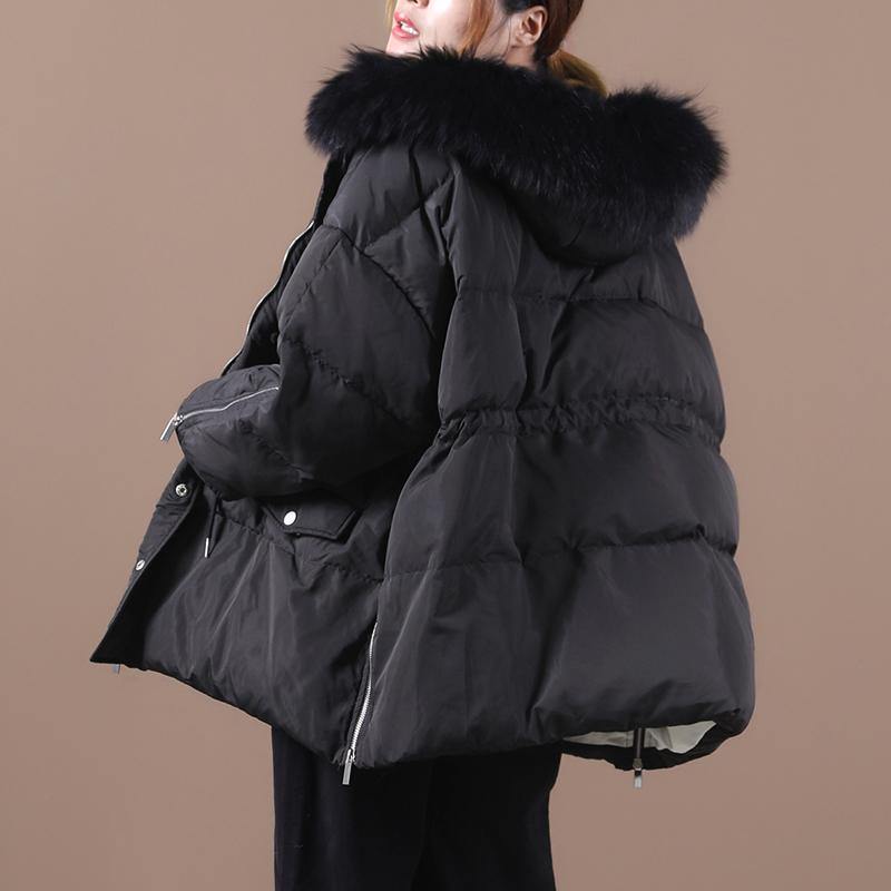 WW | Plus-Size Schneejacken Schwarz Mit Kapuze Pelzkragen Warme Winterjacke