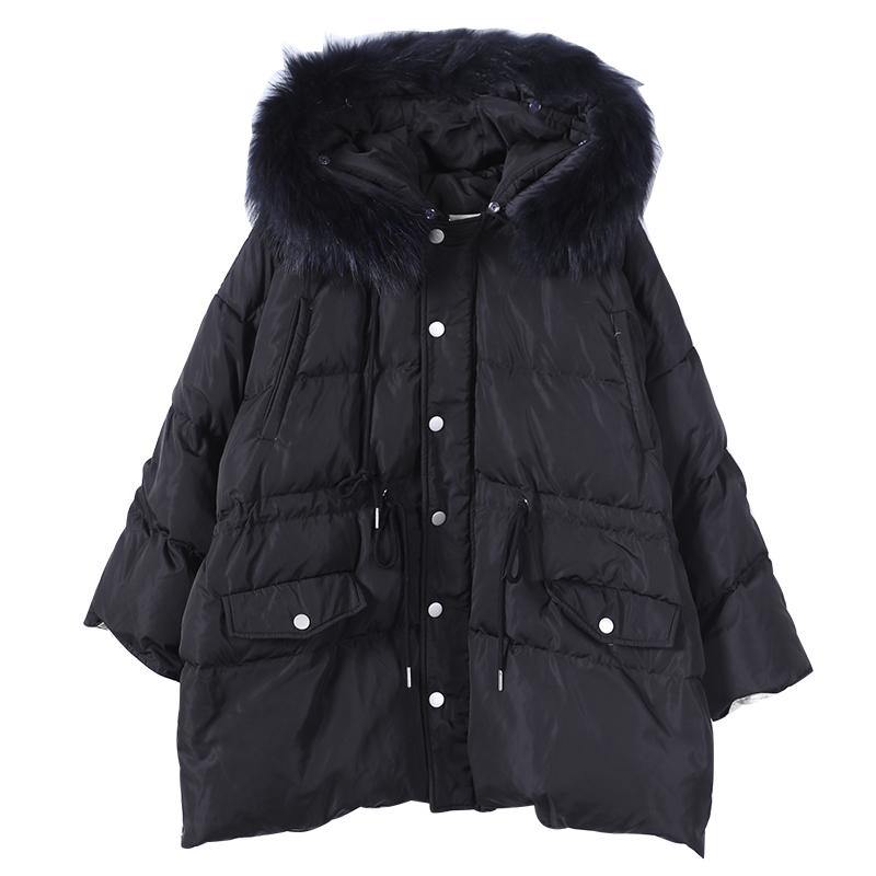 WW | Plus-Size Schneejacken Schwarz Mit Kapuze Pelzkragen Warme Winterjacke