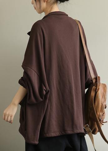 WW | Stand-Up Collar Zipper Fine Trench Coat Chocolate Tunic Coats