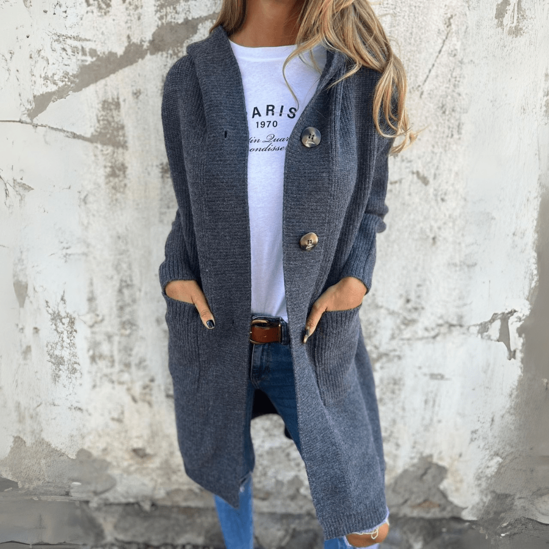 WW | Elegant Long Black Cardigan for Women Charlotte Collection