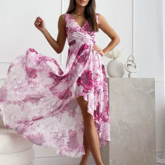 Elegant Floral V-Neck Maxi Dress