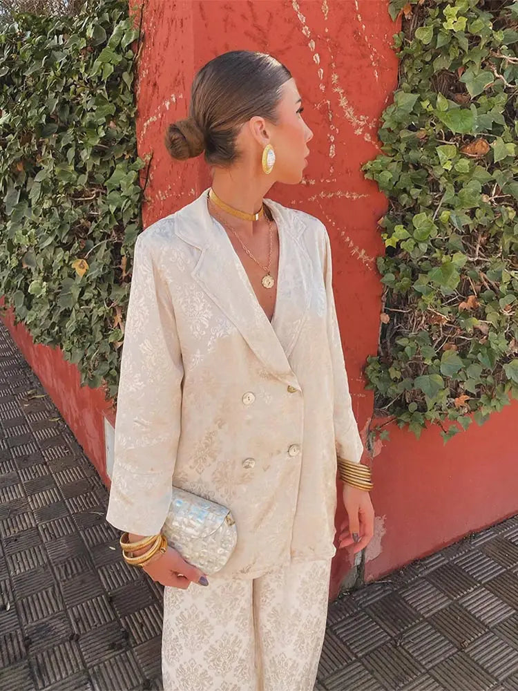 WW | Lose 2-teiliges Set aus Hose und Mantel mit Vintage-Druck