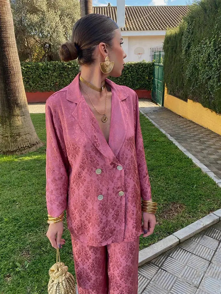 WW | Lose 2-teiliges Set aus Hose und Mantel mit Vintage-Druck