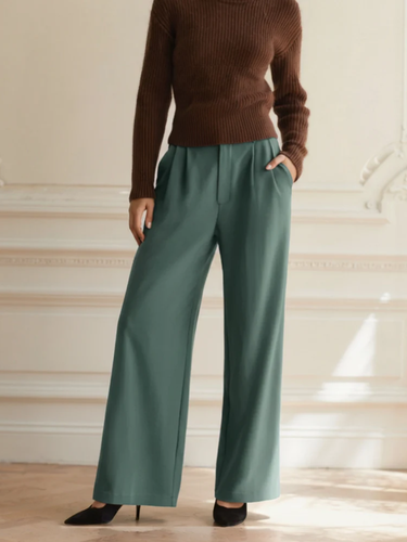 WW | Elegant Women's Wide-Leg High-Waist Fabric Trousers
