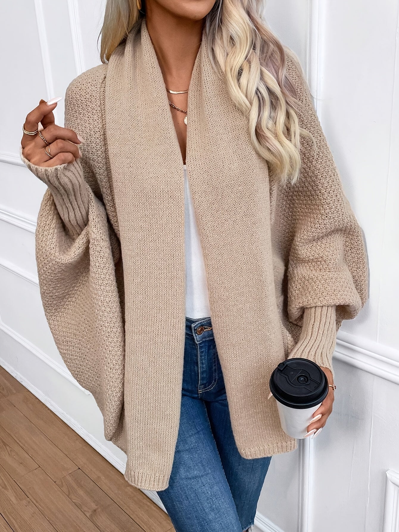 WW | Damen Lange Cashmere Cardigan mit Langen Ärmeln
