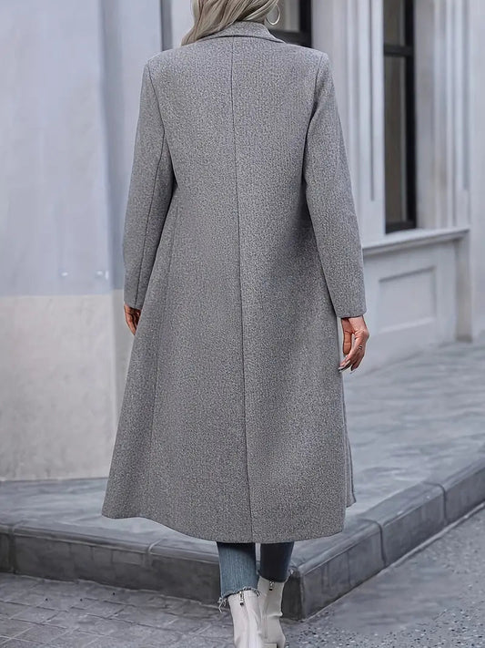 WW | Damen Lange Winterjacke mit Doppelter Knopfleiste und Reverskragen