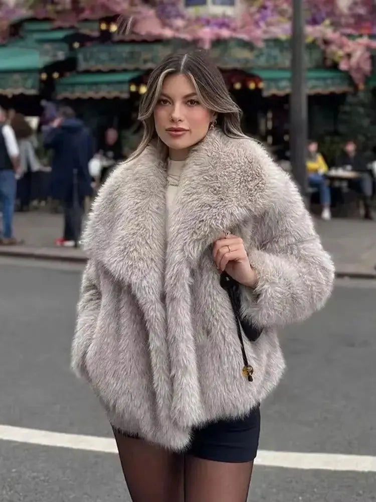 WW | Damenmantel Winter - Langer Faux-Fellmantel