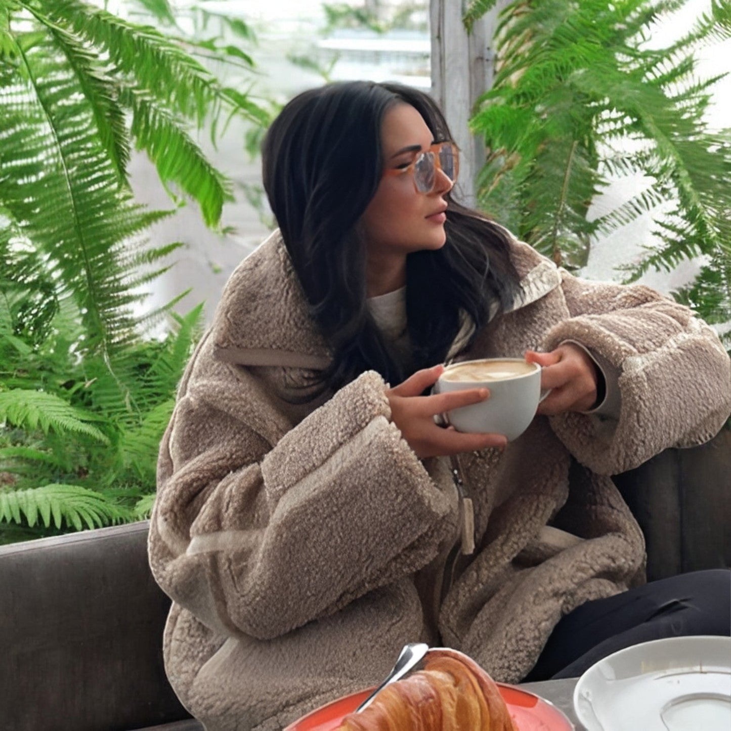 WW | Elegant Oversized Fleece Jacket with Stand-Up Collar