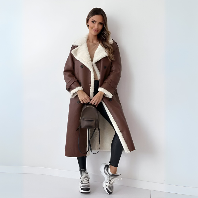 WW | Elegant PU Leather Winter Jacket with Fleece Lining