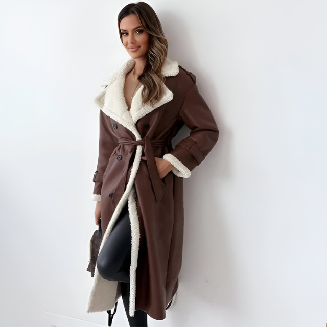 WW | Elegant PU Leather Winter Jacket with Fleece Lining