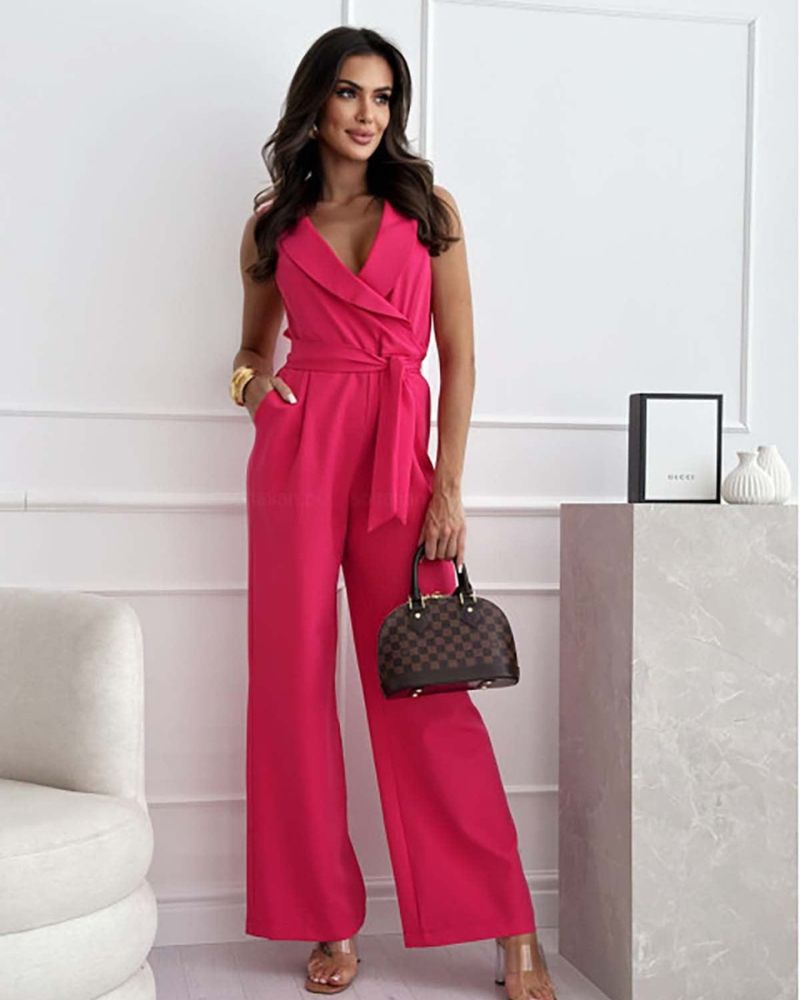 WW | Sleeveless V-Neck Wide-Leg Jumpsuit Women's Apparel