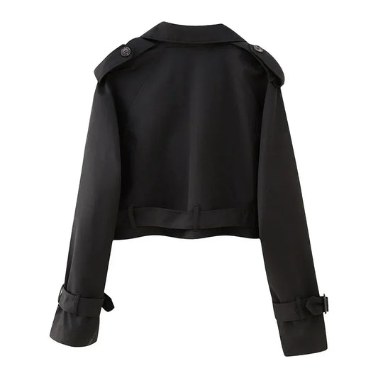WW | Elegante Damen Cropped Jacke mit Gürtel