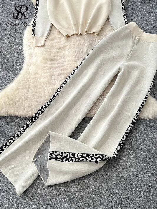 WW | Elegant Women's Knit Set with Pullover and Wide-Leg Trousers