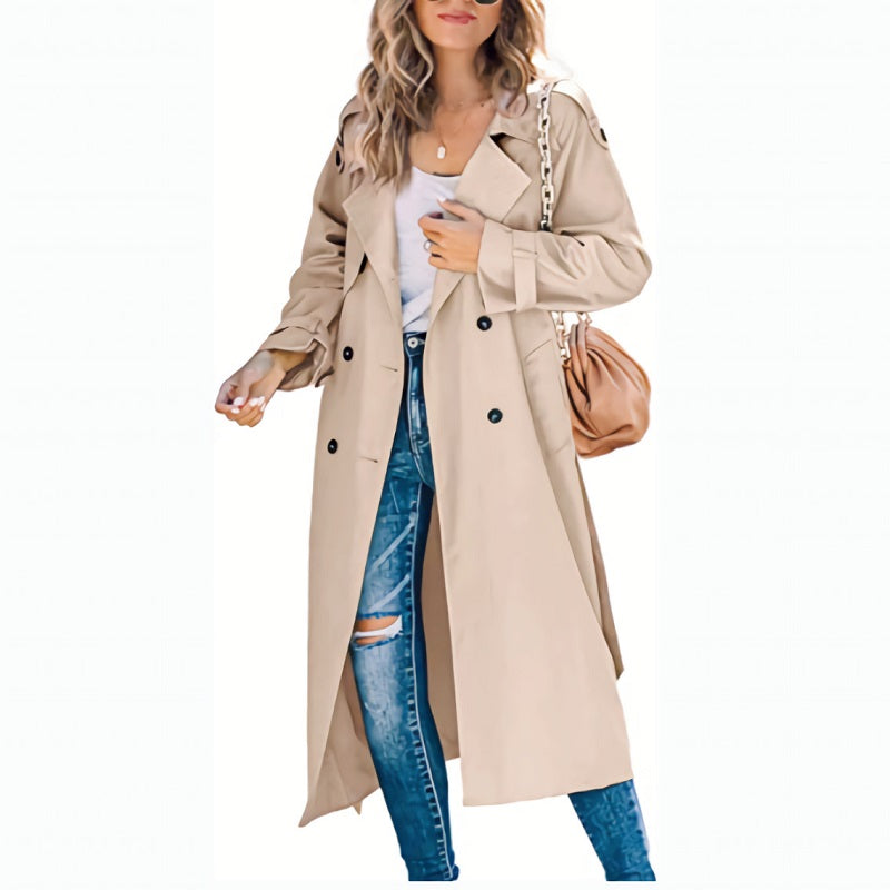 WW | Eleganter Damen Langer Trenchcoat mit Modernem Schicken Look