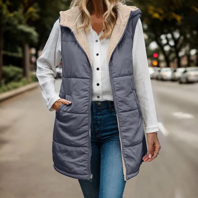 WW | Damen Weste mit Fleece und Kapuze